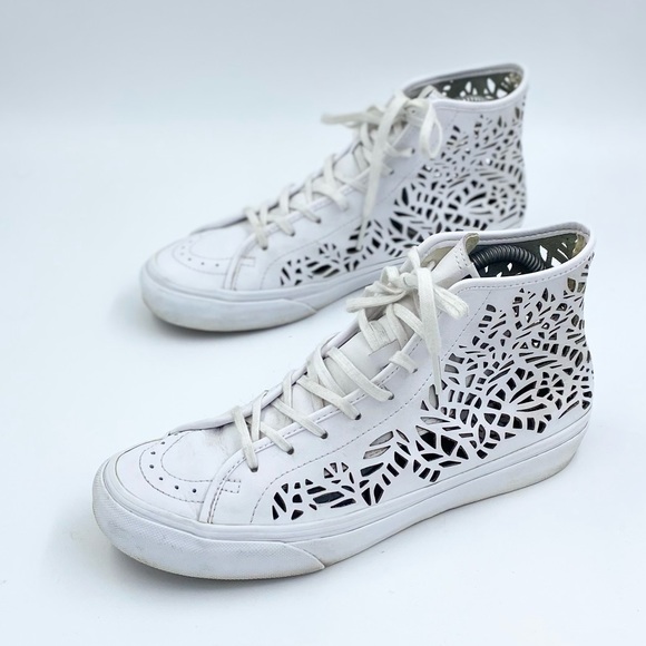 Vans leather woven print sk8 hi womens 8.5 - Picture 1 of 7